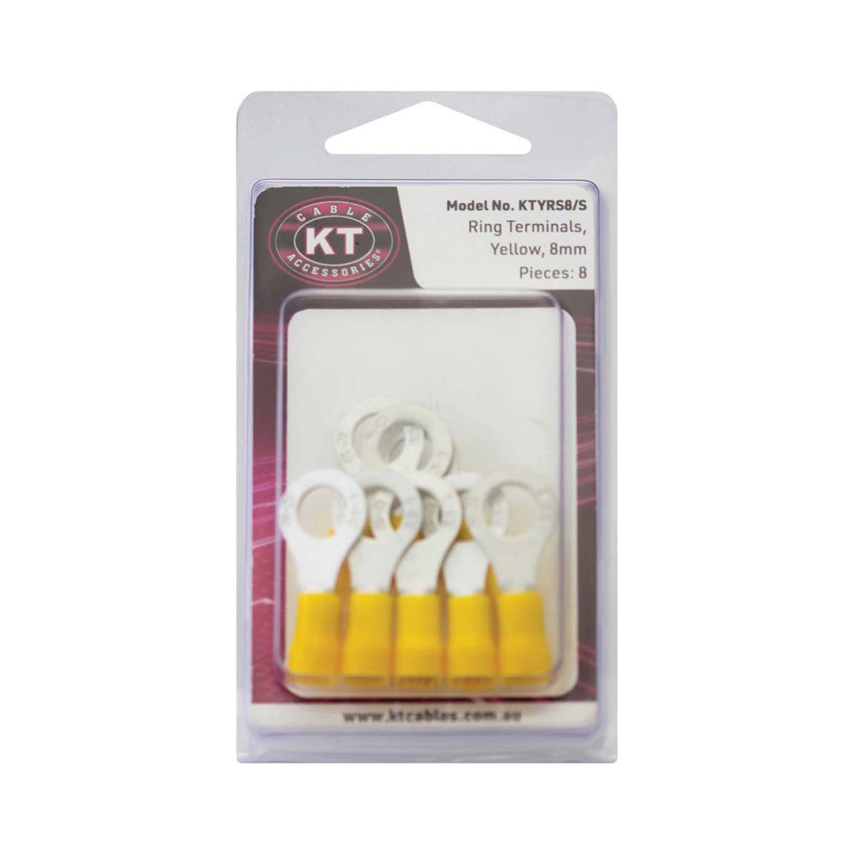 KT Cables Insulated Ring Terminal Yellow 6.0 8mm