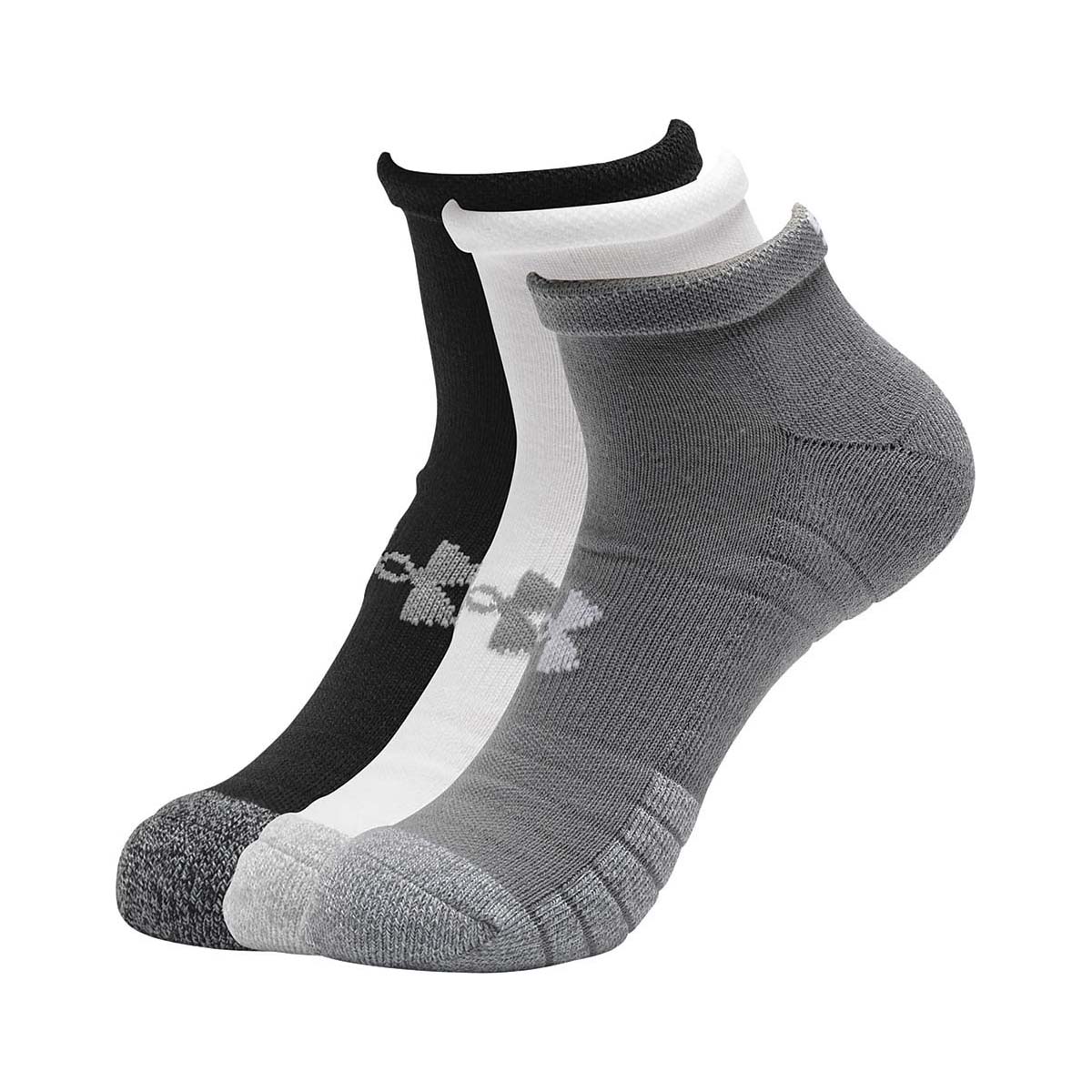 Under Armour Men's HeatGear Lo Cut Socks 3 Pack Steel / White L