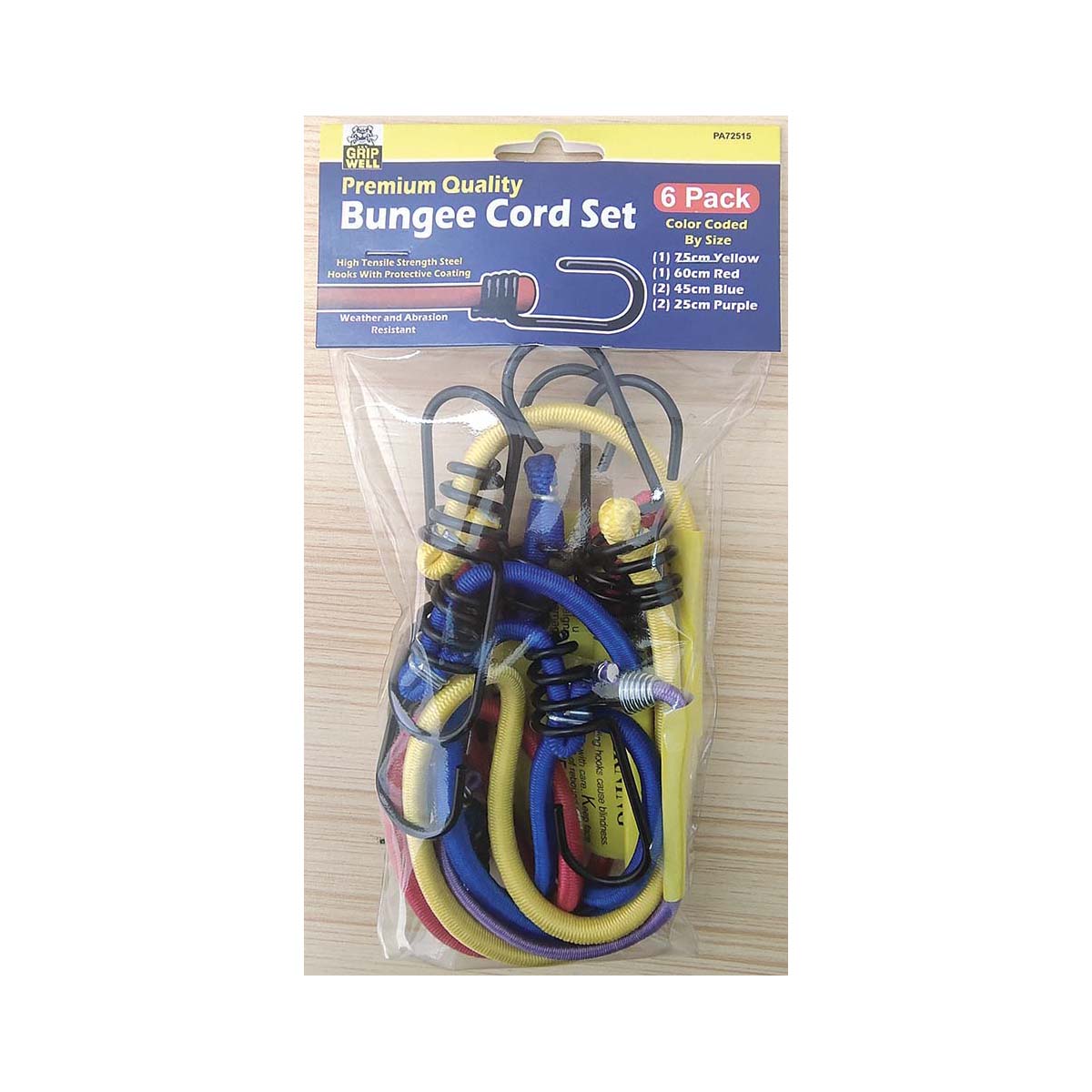 Bungee Cord, Metal Hook - 6 Pack