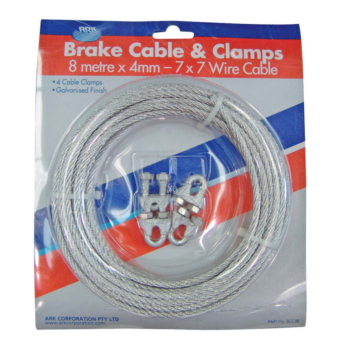 ARK Brake Cable and Clamps 8m x 4mm