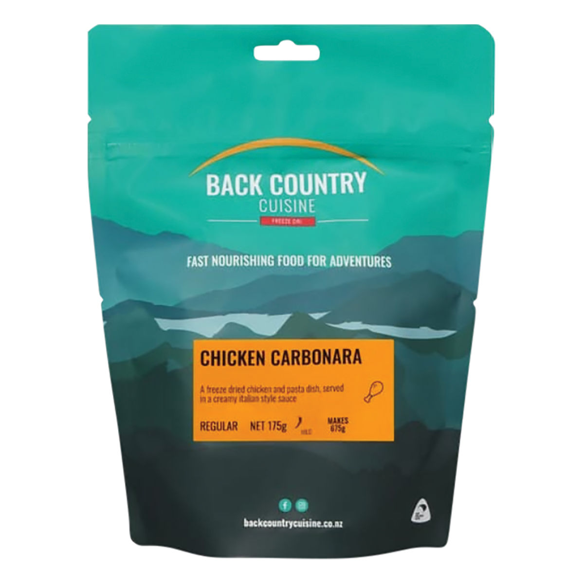 Back Country Cuisine Freeze Dried Chicken Carbonara 2 Serve
