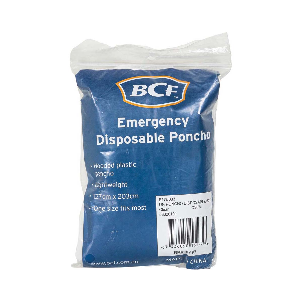 BCF Unisex Disposable Poncho