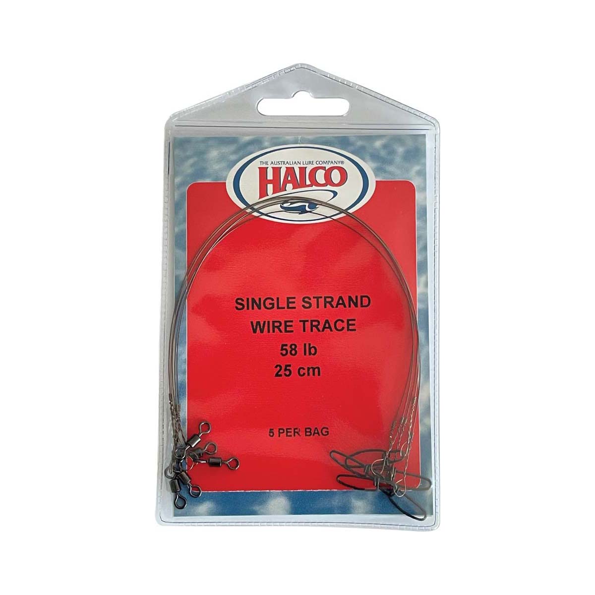 Halco Single Strand 58lb Trace Wire 25cm - 5pk