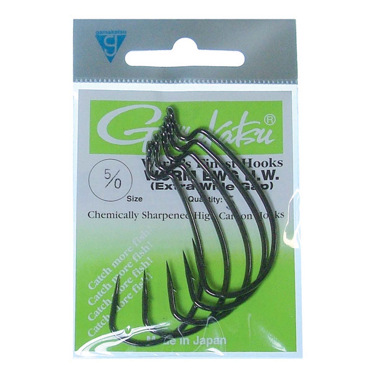 Gamakatsu Weedless Worm EWG HW Hooks 5 / 0 5 Pack