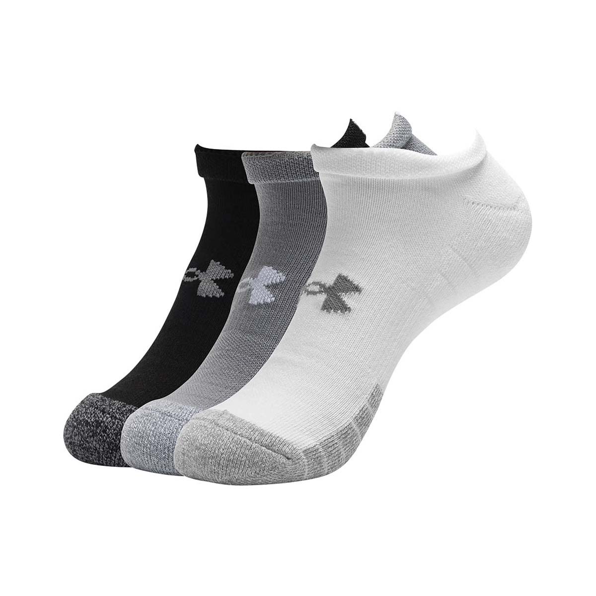 Under Armour Men's Heatgear NS Socks 3pk Steel / White / Black XL