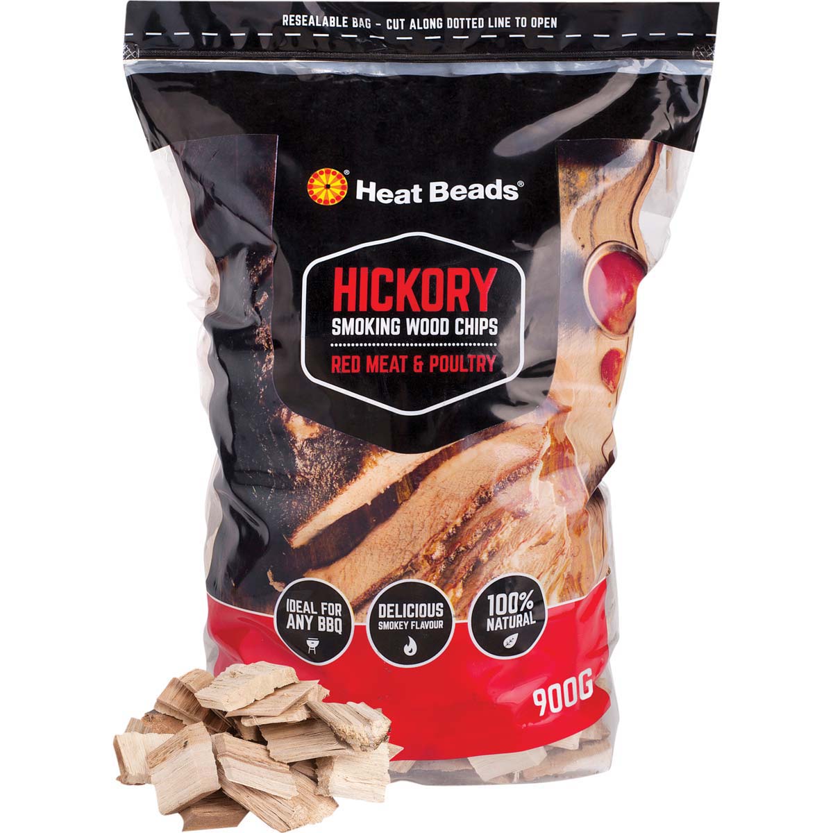 Heat Beads Smoking Hickory Woodchips 900g