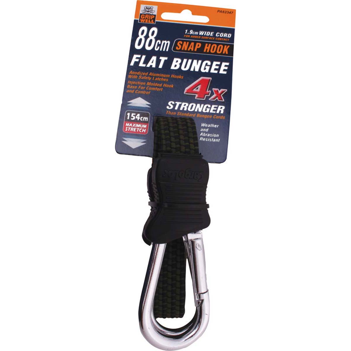Flat Bungee Strap - Snap Hook, 88cm 88cm