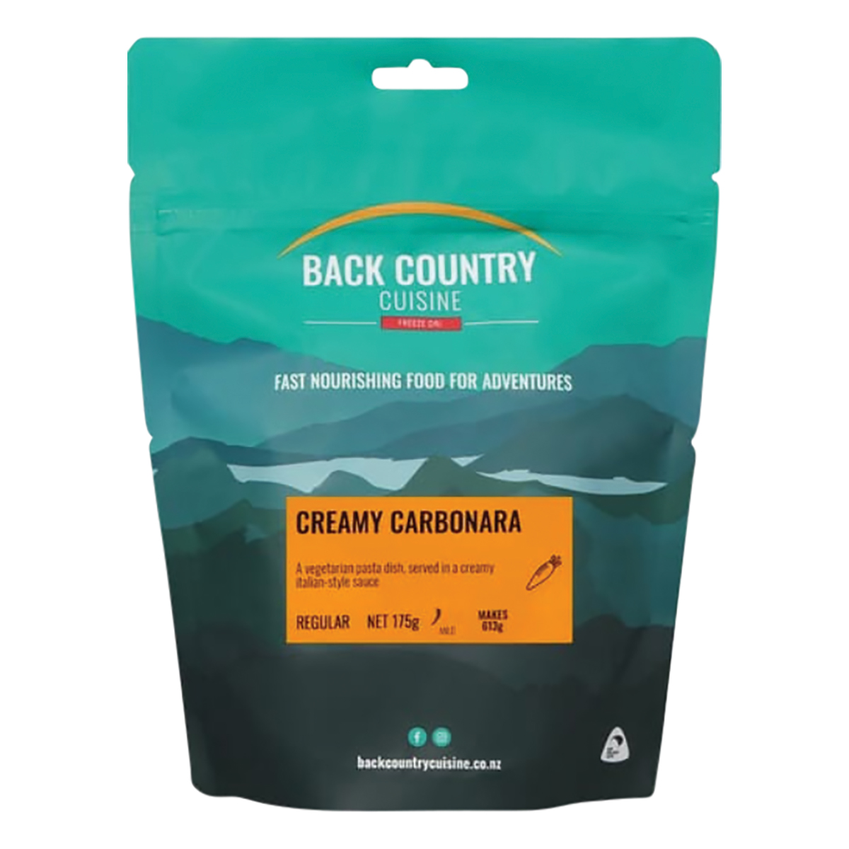 Back Country Cuisine Freeze Dried Creamy Carbonara 2 Serve