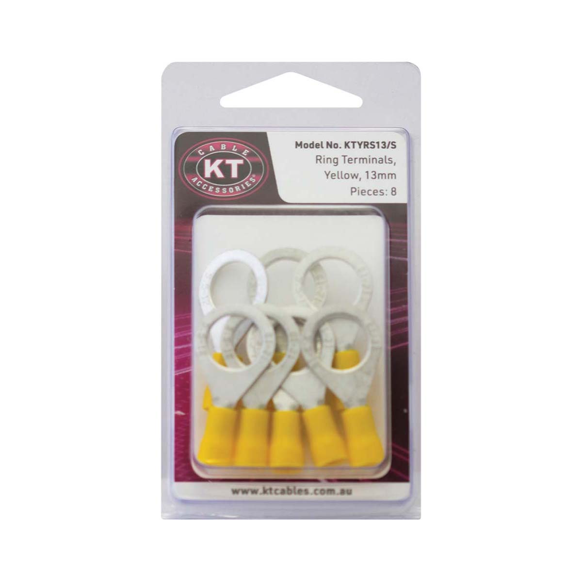 KT Cables Insulated Ring Terminal Yellow 6.0 13mm