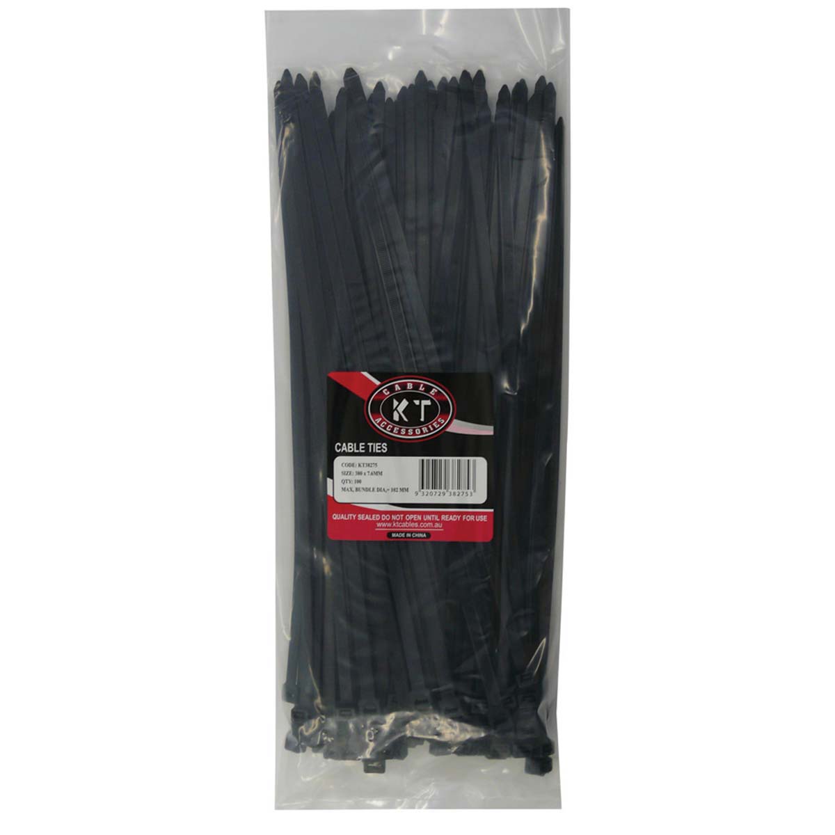 KT Cables 7.6mm Cable Tie 380mm 100 Pieces