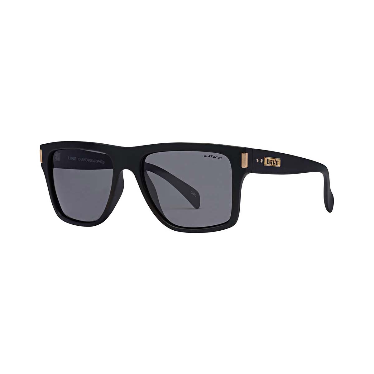 Liive Men's Casino Polarised Sunglasses Matt Black with Grey Lens