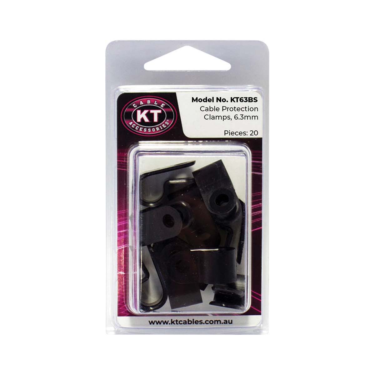 KT Cables Cable Protection Clamps 20 Pack 6.3mm