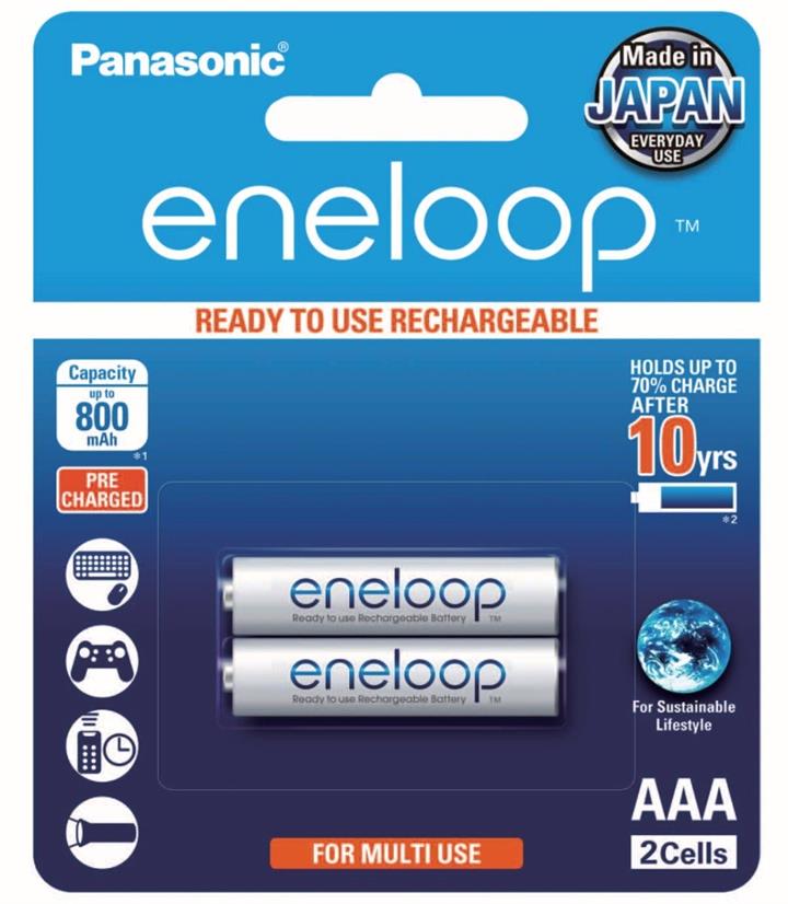 Panasonic Eneloop AAA 800mAh - 2 Pack Batteries Pre-Charged