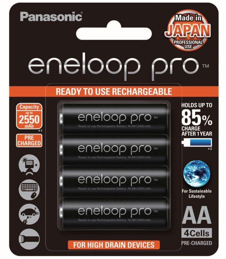 Panasonic Eneloop Pro AA 2550mAh - 4 Pack Batteries Pre-Charged