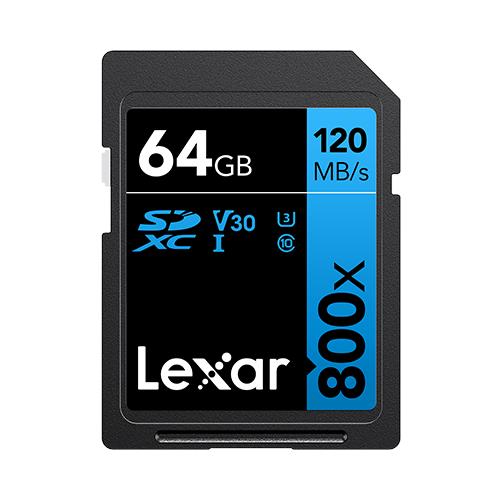 Lexar Professional 800x SDXC 64GB - 120MB/s V30 UHS-I U3 Memory Card