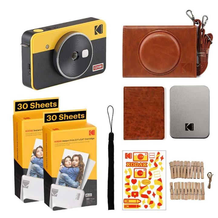Kodak C210R Mini Shot 2 Retro Instant Camera - Yellow w/ Accessory Kit + Film x 2