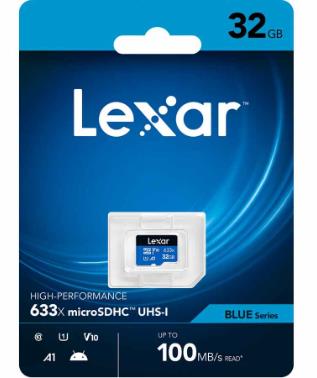 Lexar High-Performance 633x microSDHC 32GB 100MB/s V10 A1 UHS-I U1 Memory Card