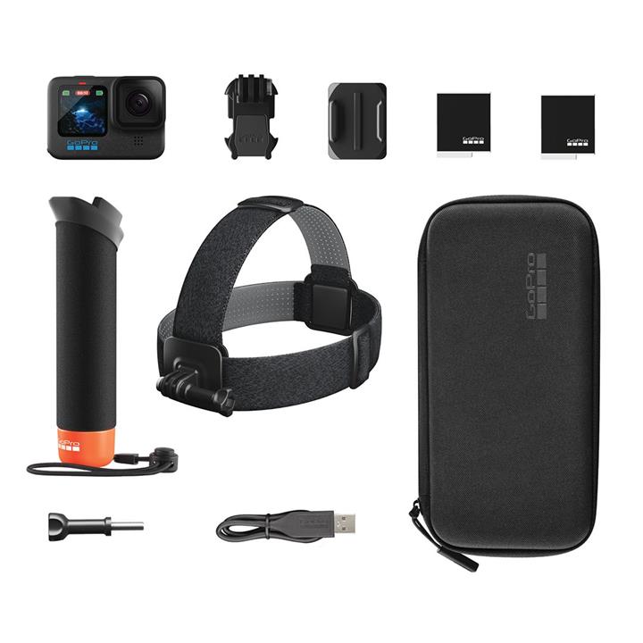 GoPro HERO 12 Black Action Cam + Access Bundle (incl. Batt, Handler, Head Strap, Case)