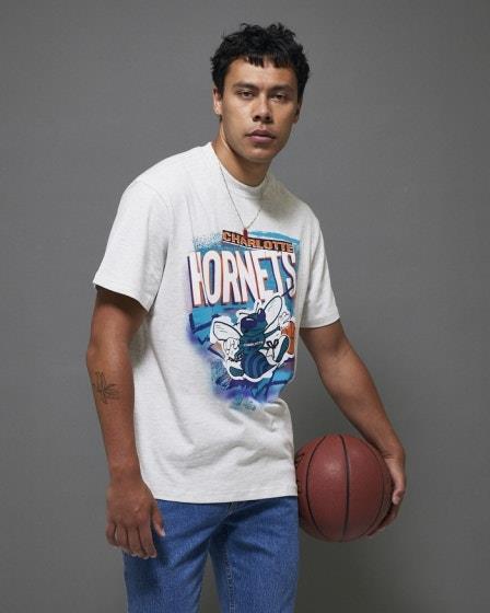 Mitchell & Ness Charlottes Hornets Abstract Tee Silver Marle