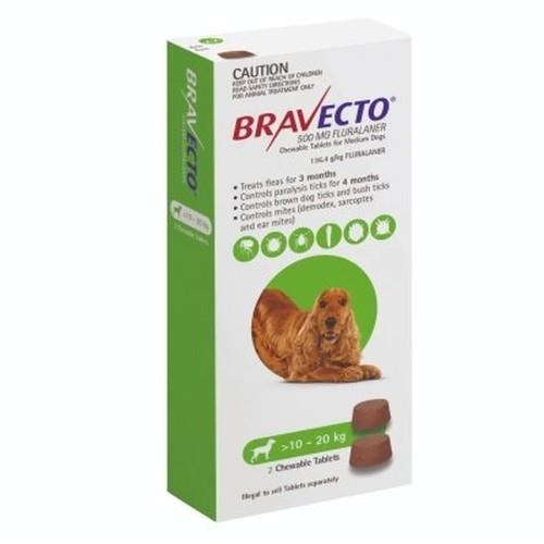 Bravecto Medium 10-20kg Green Dog Chew Treatment 2 pack (6 month)