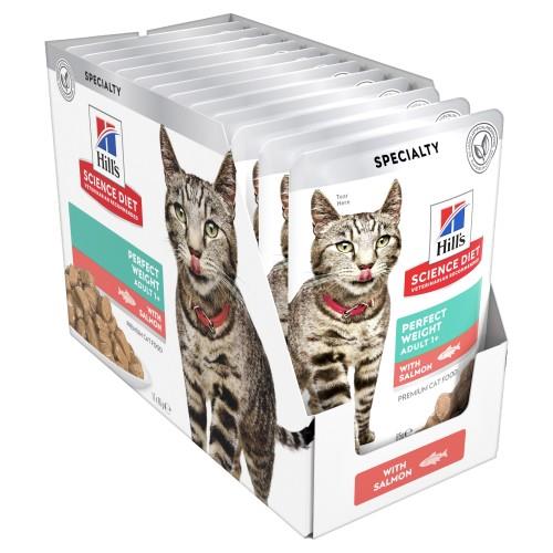 Hills Science Diet Adult Perfect Weight Salmon Cat Food Pouches 12x85g