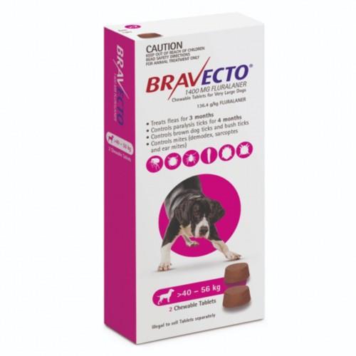 Bravecto Very Large 40-56kg Pink Dog Chew Treatment 2 pack (6 month)