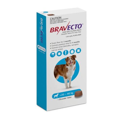 Bravecto Large 20-40kg Blue Dog Chew Treatment 1 pack (3 month)