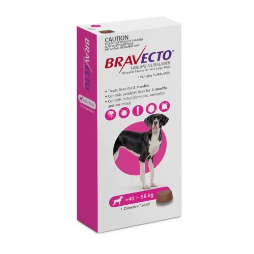 Bravecto Very Large 40-56kg Pink Dog Chew Treatment 1 pack (3 month)