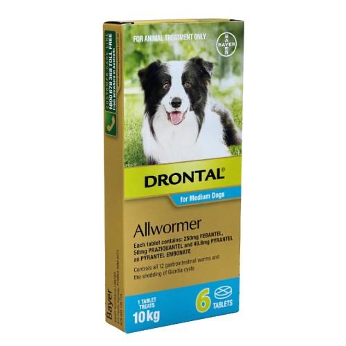 Drontal Allwormer Tablets Medium 10kg 6 pack