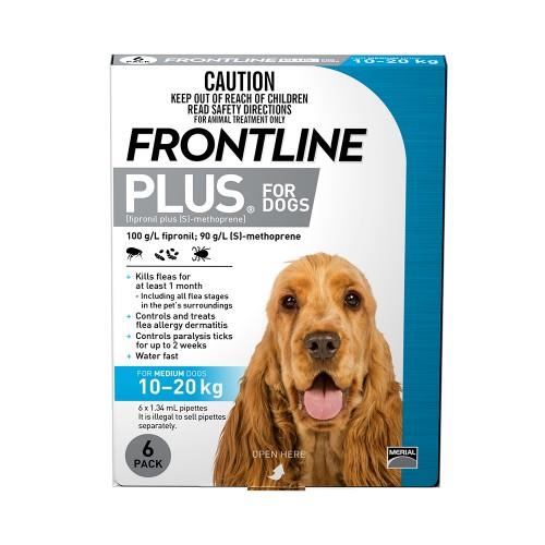 Frontline Plus Medium 10-20kg Blue 6 pack