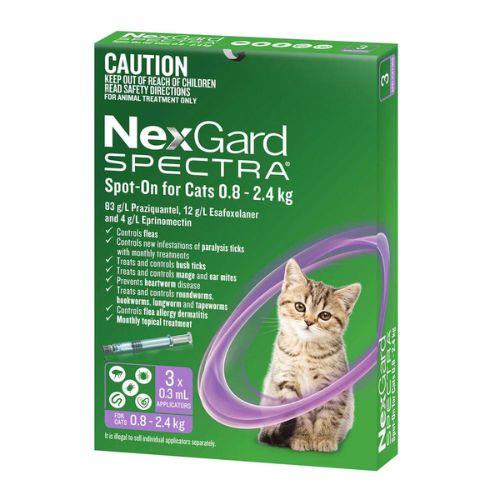 NexGard Spectra Small Cats 0.8-2.4kg Purple 3 pack