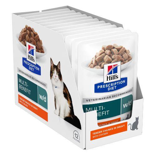 Hills Prescription Diet w/d Multi Benefit Cat Food Pouches 12 x 85g