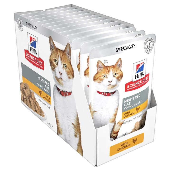 Hills Science Diet Young Adult Neutered Chicken Cat Food Pouches...