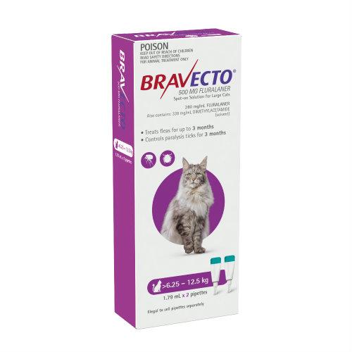 Bravecto Cat Large 6.25-12.5kg Purple Spot On Treatment 2 pack