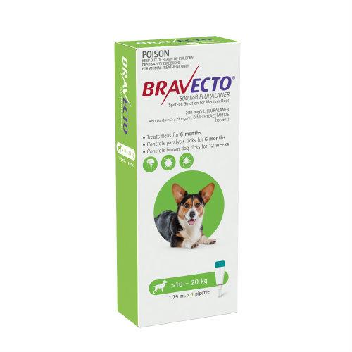 Bravecto Medium 10-20kg Green Spot On Treatment 1 pack