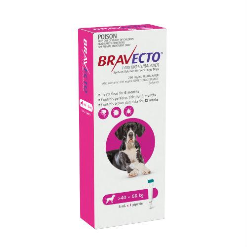 Bravecto Very Large 40-56kg Pink Spot On Treatment 1 pack