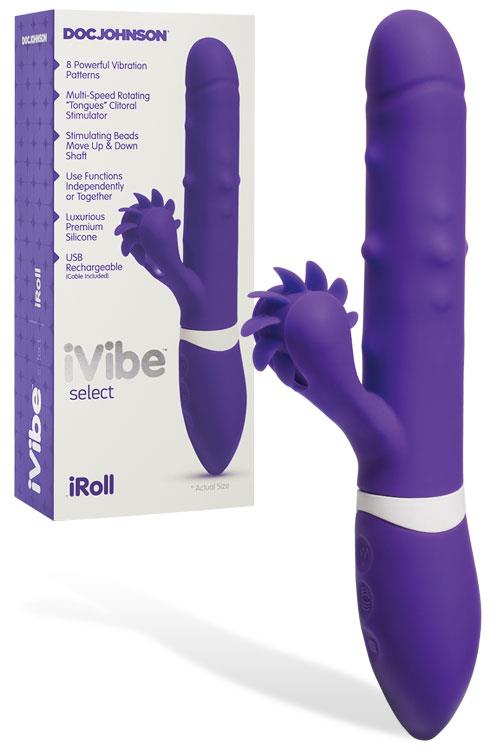 Doc Johnson iVibe Select iRoll 9.5" Beaded Rabbit Vibrator with Rotating Tongues