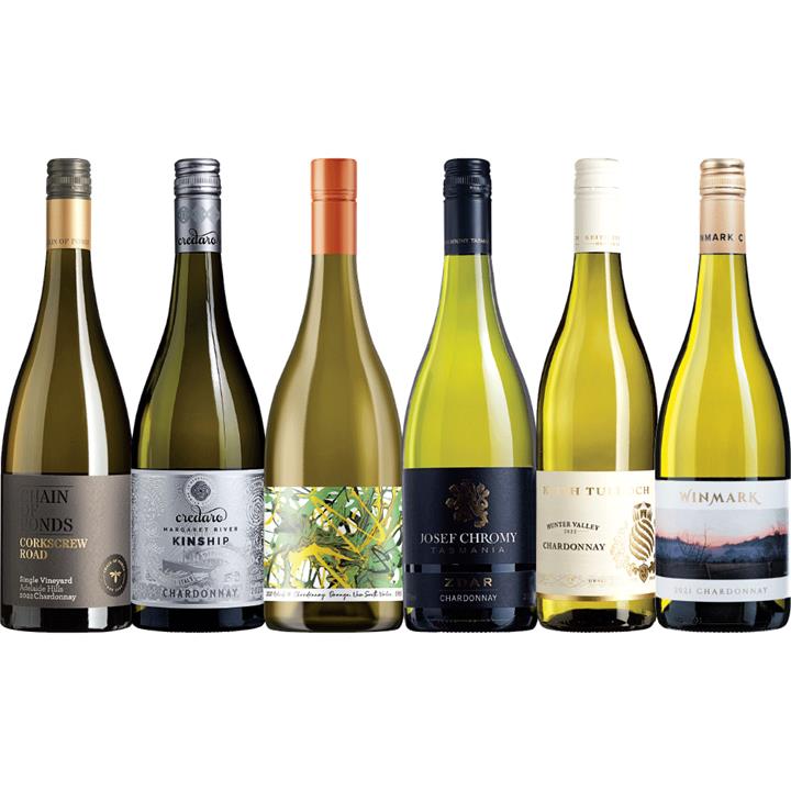 Top-shelf Chardonnay 6-Pack, Australia multi-regional Chardonnay Wine Pack, Wine Selectors