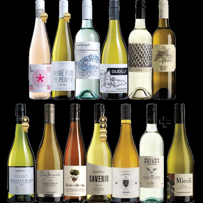Regional Whites Dozen with BONUS Bottle, Australia multi-regional Mixed White Wine Case, Wine Selectors