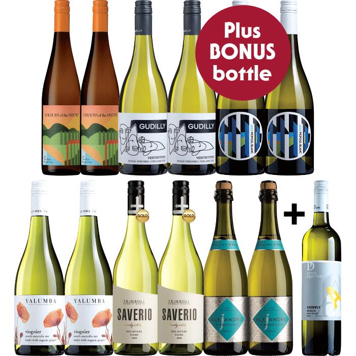 Alternative Whites Dozen Plus BONUS Bottle, Australia multi-regional Mixed White Wine Case, Wine Selectors