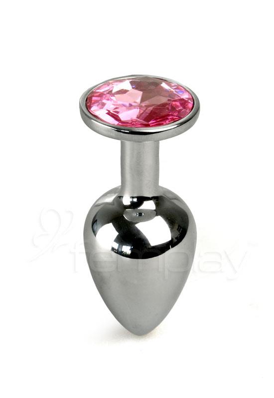 Classic Steel Butt Plug with Pink Gem