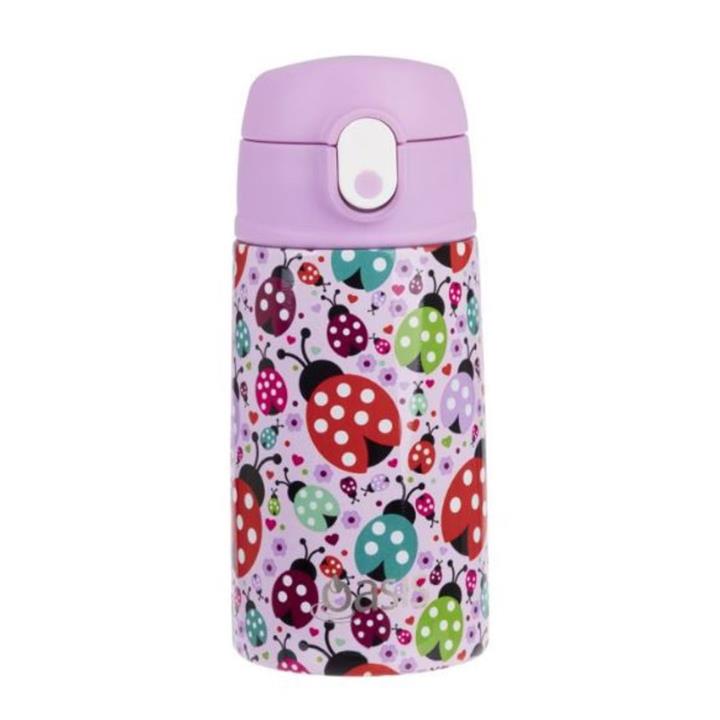 Oasis Kids Stainless Steel Double Wall Insulated Drink Bottle with Sipper (400ml) Lovely Ladybugs