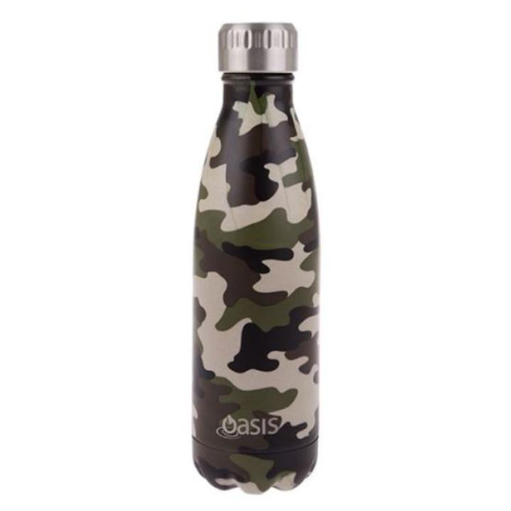 Oasis Kids Insulated Stainless Steel Drink Bottle (500ml) Camo Green