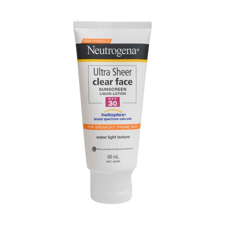 Neutrogena Ultra Sheer Clear Face Sunscreen SPF30 88ml - Short dated Clearance