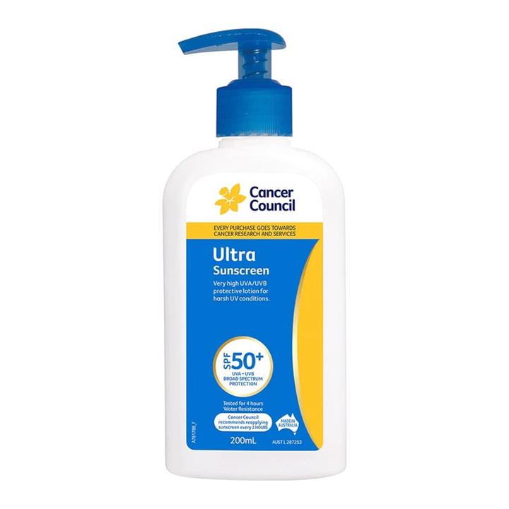 Cancer Council Ultra Sunscreen Spf50+ 4Hrs Water Resistant 500ml