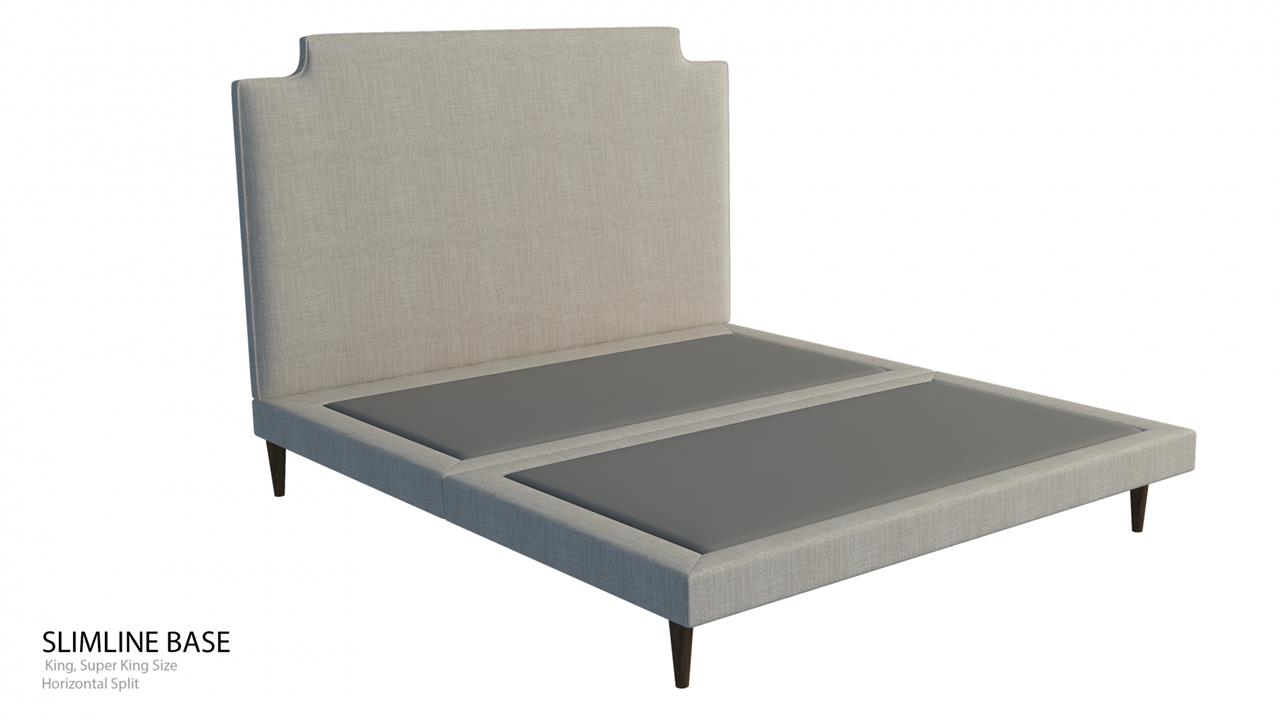 Scallop custom upholstered bed with choice of standard base