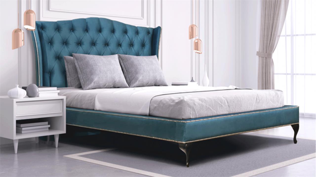 Provincial custom upholstered bed frame