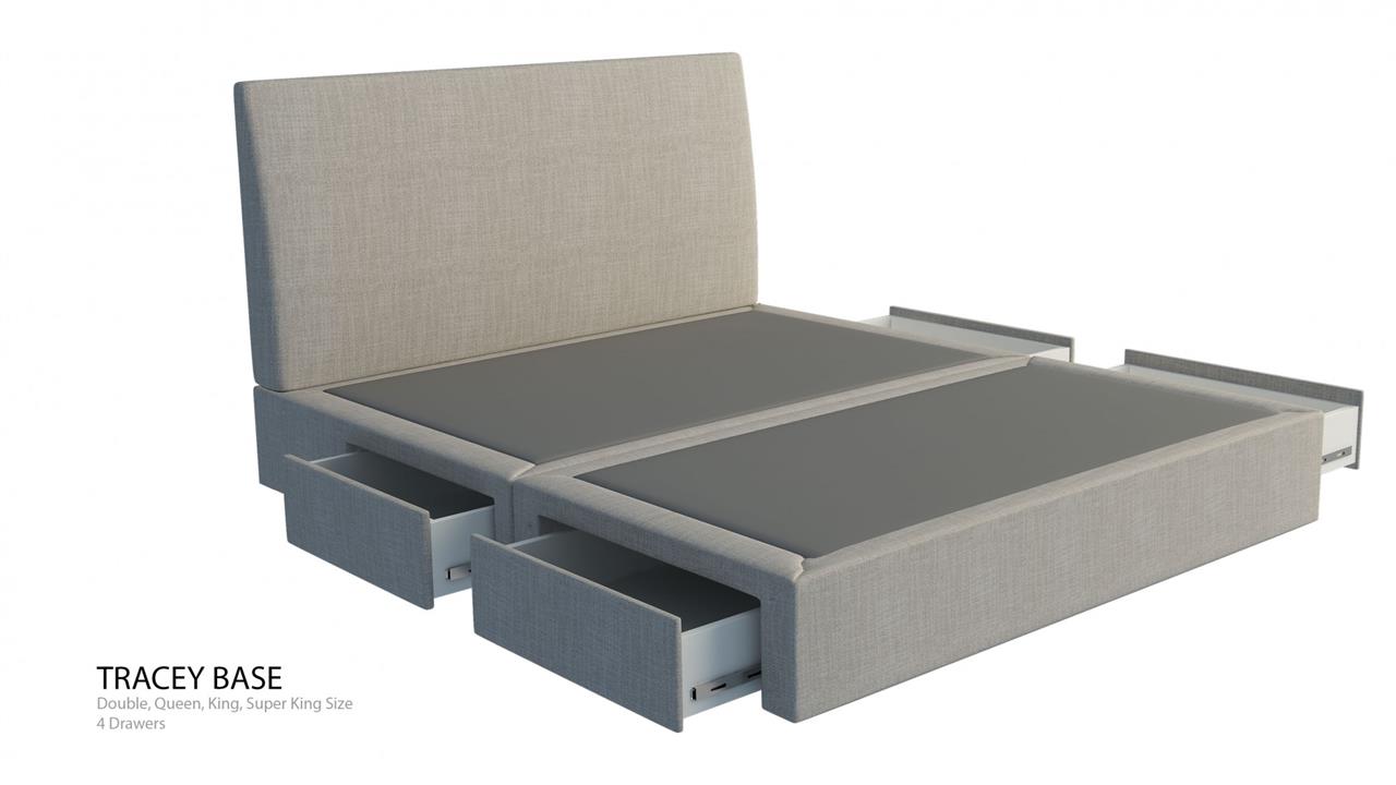 Ashford custom upholstered bed with choice of storage base