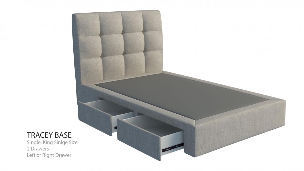 Leeds custom upholstered bed with choice of storage base