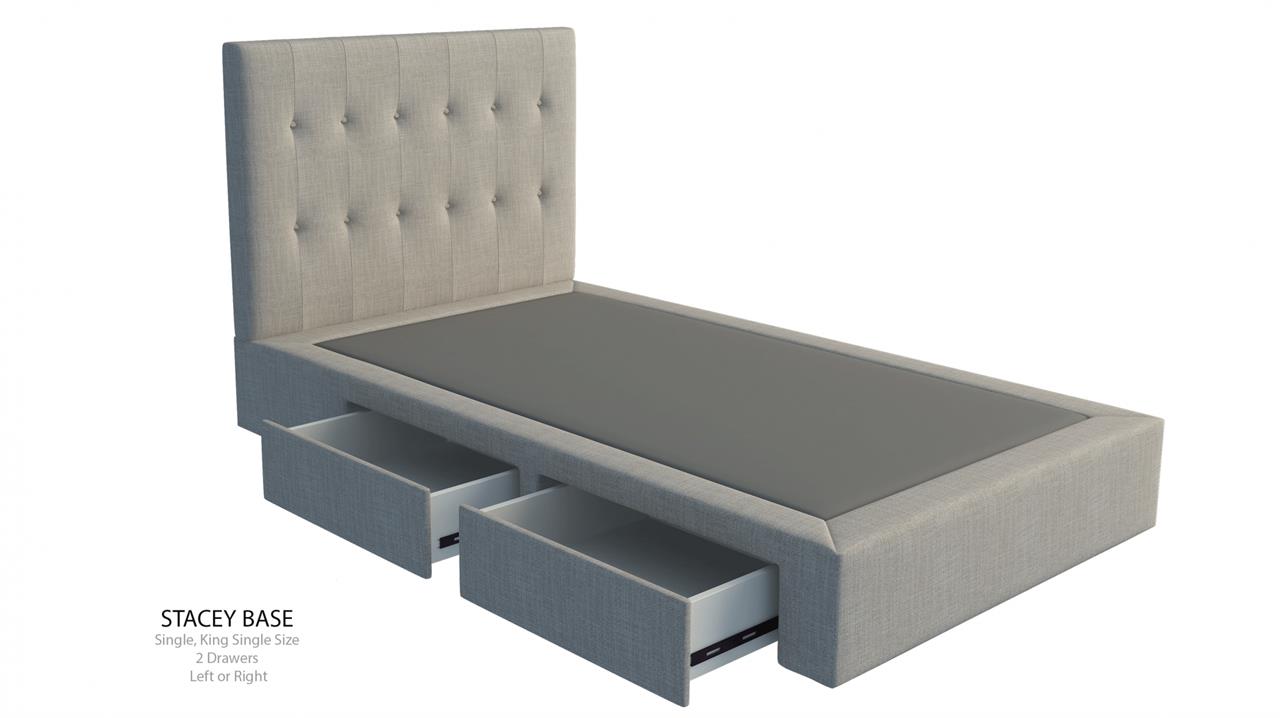 Megan custom upholstered bed with choice of storage base